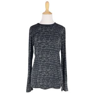 LULULEMON Vintage RARE Original Manifesto Script Long-Sleeve Top Gray Black S/M